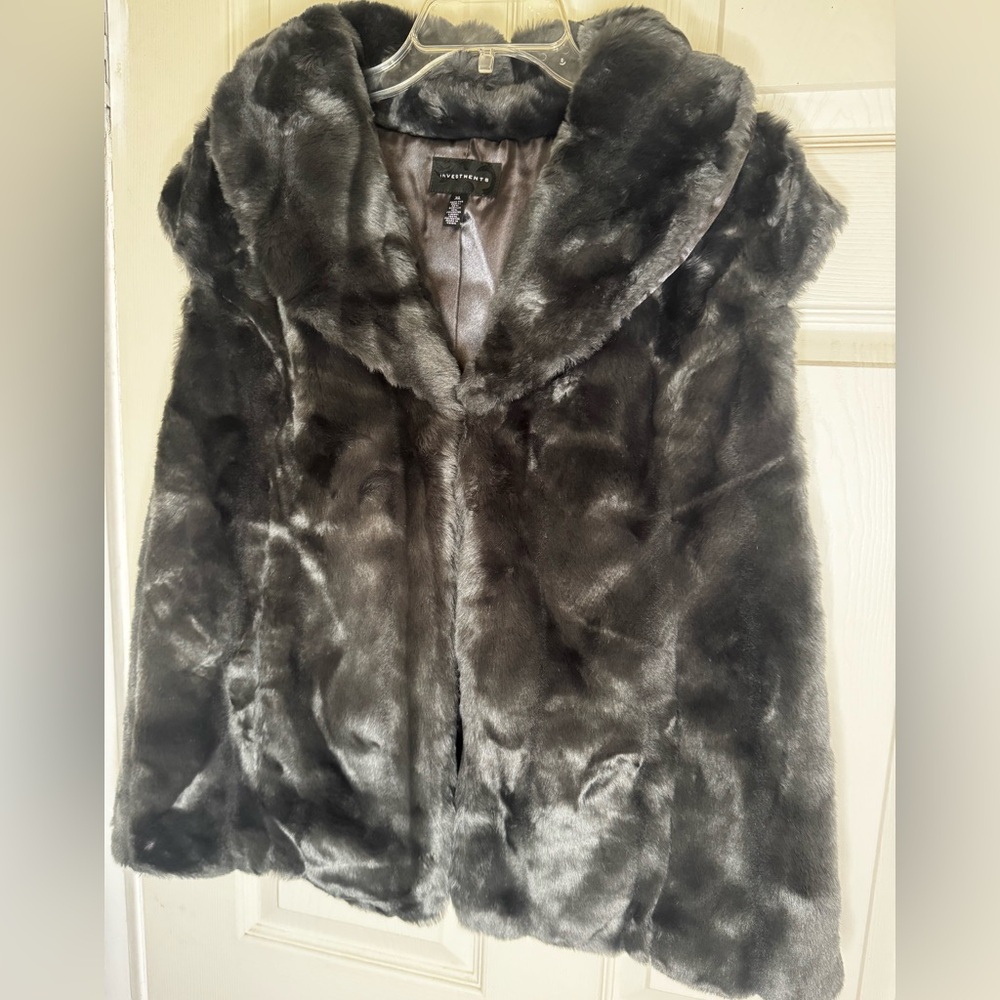 Investments Gray Teddy Faux Fur Jacket XL